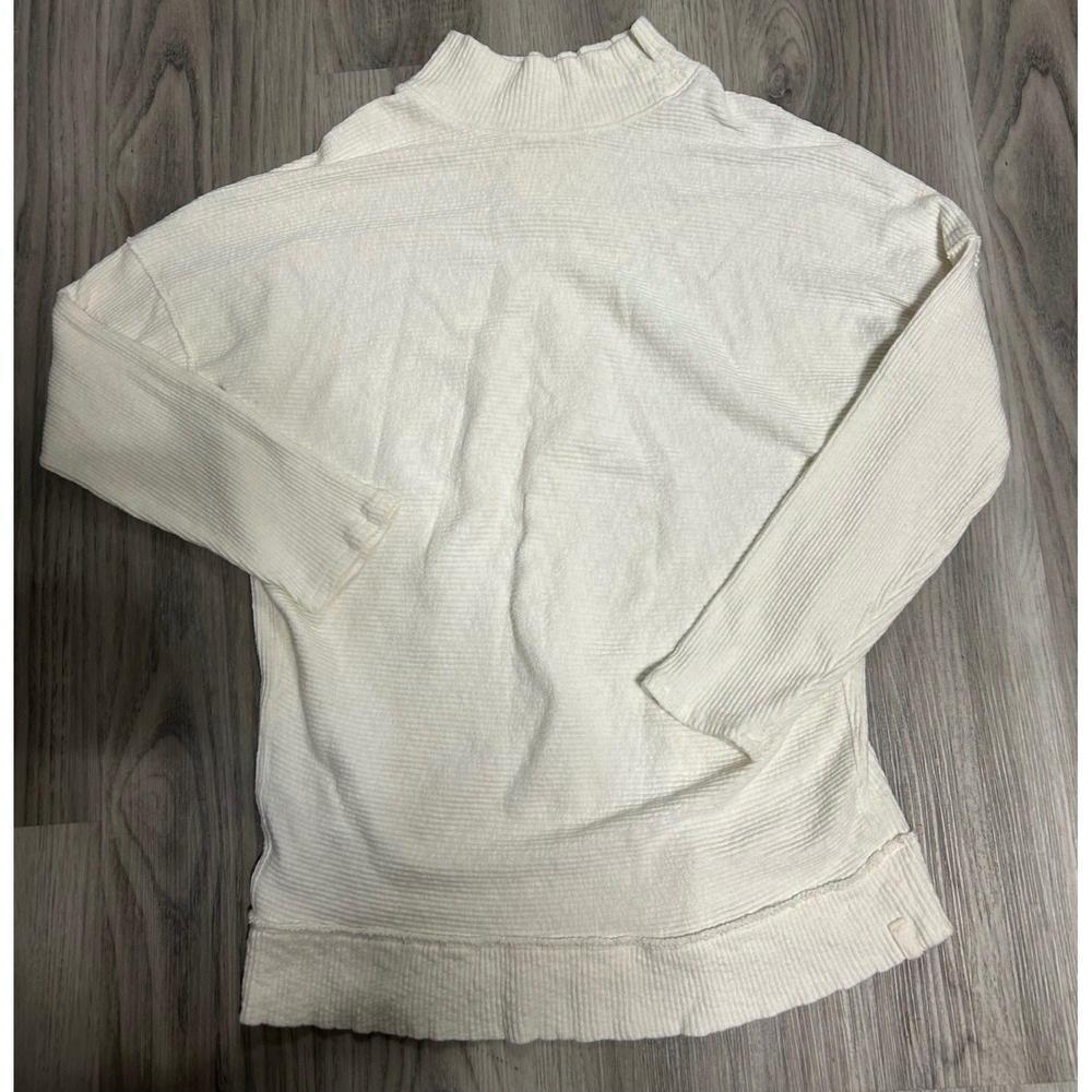 We The Free Free People Ivory Ribbed Mock Neck‎ Oversized Top  Small